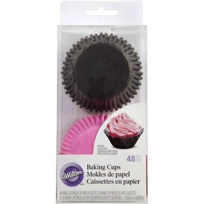 Wilton Muffinsform Doily, rosa och svart
