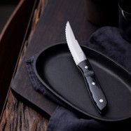 Gense Old Farmer Micarta steakkniv XL 4 st, svart/stål