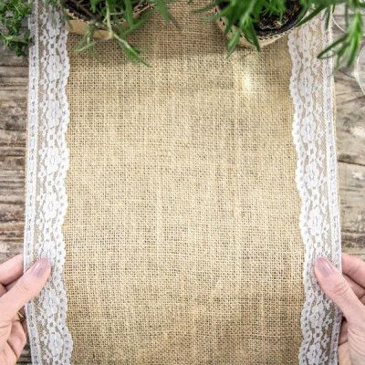 Bordslöpare Spetskant,  Jute - PartyDeco