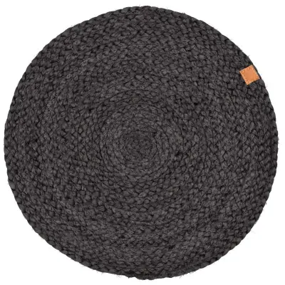 Bordstablett mörkgrå, hampa/jute, rund - Södahl