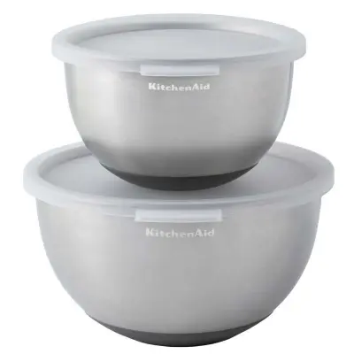 Bunke med lock rostfritt stål, 2 storlekar - KitchenAid