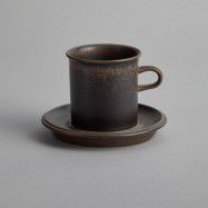 Arabia -"Ruska"Kaffekopp med Fat 7,5 cm