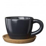 Höganäs Keramik - Espressokopp med träfat 10 cl Grafitgrå