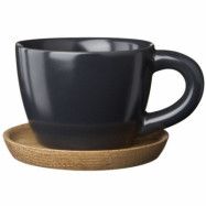 Höganäs Keramik Espressokopp 10 cl med TräfatGrafitgrå Matt