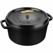 Staub Buster+Punch rund gryta 28 cm, mässingknopp