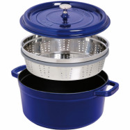 Staub La Cocotte Rund Gryta med Ånginsats Blå 26 cm 5,2 l