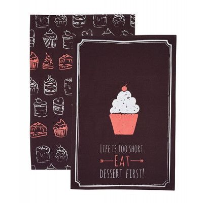 Kitchen Craft Kökshandduk Cupcake, 2-pack
