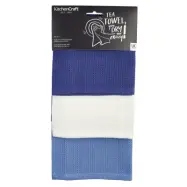 Kitchen Craft Kökshandduk Waffle Weave, blå, 3-pack