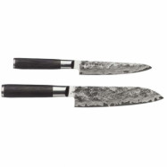 Satake Kuro knivset i två delar, Santoku-kniv (18cm) och Petty-kniv (15 cm)