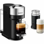 Nespresso Vertuo Next Deluxe Value Pack, kaffemaskin och mjölkskummare, pure chrome