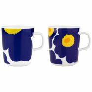 Marimekko Iso Unikko + Unikko mugg 2-pack, blå/gul