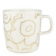 Marimekko - Oiva Piirto Unikko mugg 40 cl vit/guld