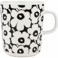 Marimekko Pikkuinen Unikko mugg 2,5 dl, svart/vit