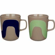 Marimekko Seireeni mugg 2-pack, 2,5 dl, blå/brun/mint