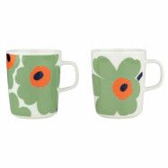 Marimekko Unikko mugg 2,5 dl 2 st, vit/sage/orange