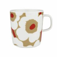 Marimekko Unikko mugg 4 dl, white/beige/red