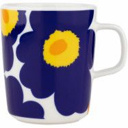 Marimekko Unikko Oiva 60th mugg 2,5 dl, vit/blå/gul