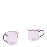 Hay - Mugg borosilikatglas 8 cm 2-pack Rosa/Grå