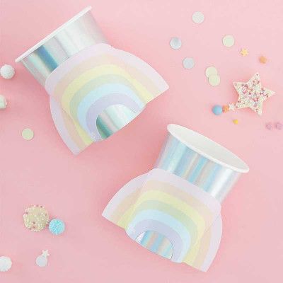 Pappersmuggar pastell regnbåge, 8-pack