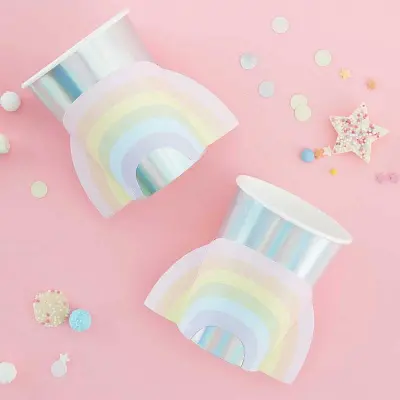 Pappersmuggar pastell regnbåge, 8-pack