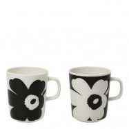 Marimekko - Unikko Mugg 25 cl 2-pack Svart/Vit