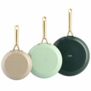 GreenPan Shades stekpanneset 3 delar, taupe/pastel green/moroccan green