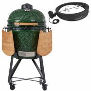 Kamado Sumo SUMO Midi + Grillmästarens rotisseri&pizzaugn, grön