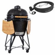 Kamado Sumo SUMO Midi + Grillmästarens rotisseri&pizzaugn, svart