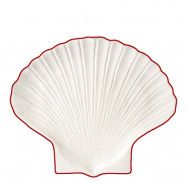 ByOn - Sea collection assiett shell 16x13 cm vit/röd