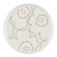 Marimekko - Oiva Piirto Unikko tallrik 13,5 cm vit/guld