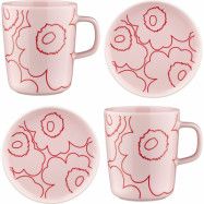 Marimekko Piirto Unikko mugg + tallrik (4 delar)