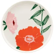 Marimekko Puutarhakutsut tallrik 20 cm, vit/grön/orange