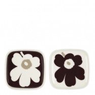 Marimekko - Unikko Tallrik 10X10 cm 2-pack Vit/Mörk Vinröd