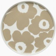 Marimekko Unikko tallrik, 20 cm, vit/beige