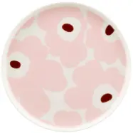 Marimekko Unikko tallrik 20 cm, vit/rosa/brun