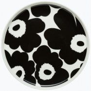 Marimekko Unikko tallrik, 20 cm, vit/svart