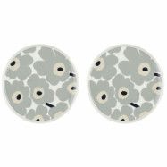 Marimekko Unikko tallrik 25 cm 2 st, vit/grå/sand