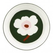 Marimekko - Unikko tallrik djup 20,5 cm vit/mörkgrön/rosa