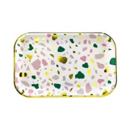 Rektangulära Papperstallrikar Färgglada - PartyDeco