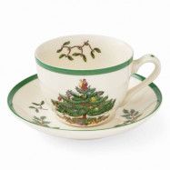 Spode Christmas Tree tekopp med fat